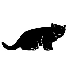 Standing cat silhouette - side view illustration
