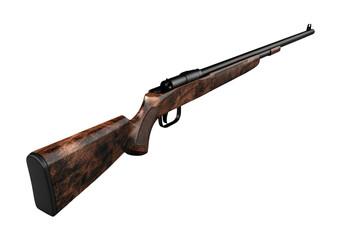 Vintage hunting rifle with wooden stock isolated on transparent background