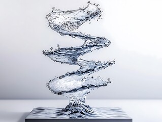 Swirling Water Sculpture with Dynamic Movement and Splashing Effects in Elegant Design