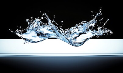 Stunning Splash of Water with Dynamic Movement and Translucent Waves Against Dark Background