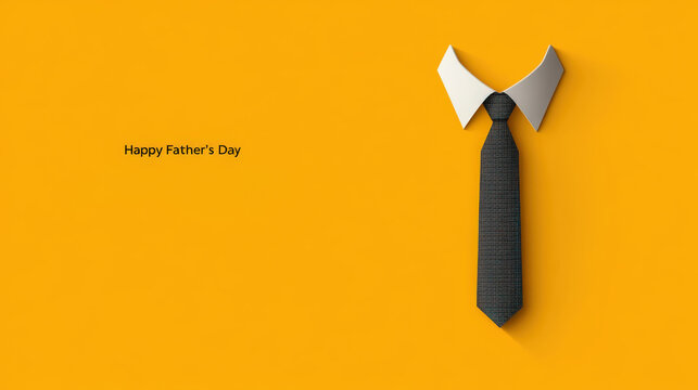 Yellow-themed flat vector illustration for Father's Day: simple line necktie design with "Happy Father's Day" text and message space, perfect for greeting card templates or dad festival celebration vi