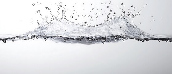 High-Definition Splash of Water with Droplets on a Light Background for Commercial Use