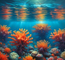 Naklejka premium Illustration of underwater coral environment.