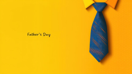 Flat, Dribbble-style Happy Father's Day design features a yellow background with a simple line necktie vector, "Happy Father's Day" text, and message space, ideal for man holiday greeting cards or fes