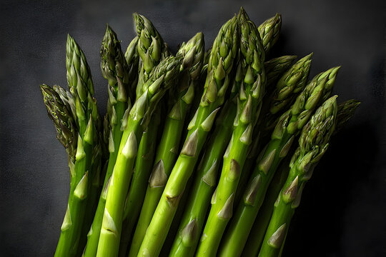 Close-up view of fresh asparagus spears.