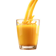 Orange juice pouring into glass refreshing drink splash vibrant yellow,