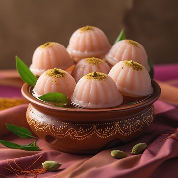 Indian sweat Pink Peda Isolated on a colourful Background