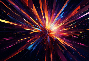 Futuristic abstract explosion with glowing blue background