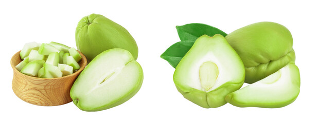 fresh Chayote vegetable isolated on white background
