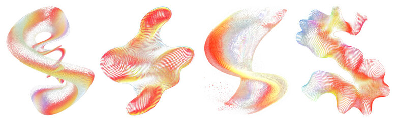 PNG Vibrant abstract fluid shapes, element set on transparent background