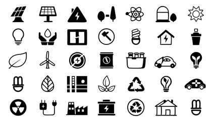 Visual harmony of clean energy icons promoting ecological sustainability and environmental awareness