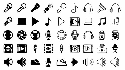 A seamless pattern of audio icons for creative projects showcasing technology and artistic