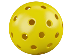  Yellow Perforated Pickleball  Isolated 3D Render on Transparent Background PNG
