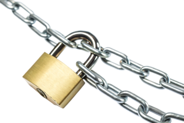 chain in with padlock isolated on white background PNG