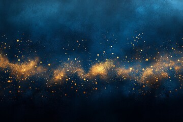 stunning representation of bokeh lights in shades of blue and gold, arranged in an abstract pattern against a dark background, Generative AI
