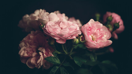 Pink roses in a lush bouquet, evoking timeless romance with a soft vintage charm