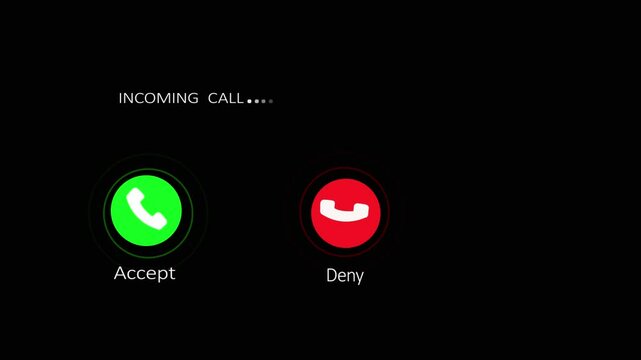 Incoming call ring icon background black Screen Animation of phone  the message animated, incoming call concept on mobile phone screen animation 
