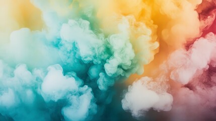 Naklejka premium Abstract rainbow smoke clouds, vibrant colors, artistic, background image