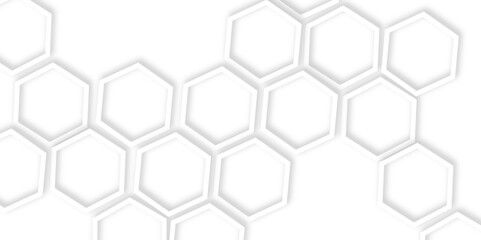 Abstract geometric technology 3d out line  hexagonal pattern with subtle gray shadows creating a dimensional honeycomb effect clean and modern white background