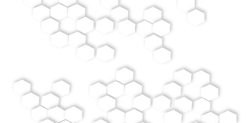 Abstract geometric technology 3d  hexagonal pattern with subtle gray shadows creating a dimensional honeycomb effect clean and modern white background