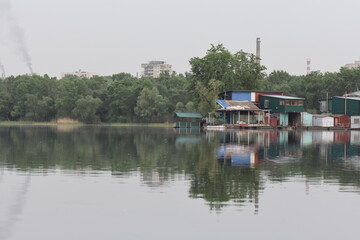 view of the city of the river in the morning