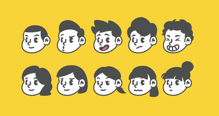 Retro cartoon head emotional