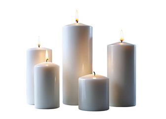 minimalist white candles isolated on white background PNG