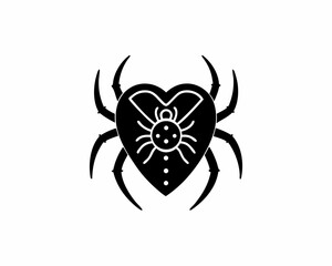 creative details Outline silhouette heart shaped spider Icon vector illustration 