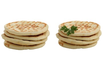 Freshly Baked Golden Crumpets or English Muffins Stacked on White Background – Perfect for Breakfast, Brunch, Toast, and Delicious Morning Meal Concepts