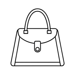 minimalist ladies bag vector outline icon