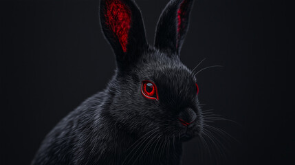 black rabbit with red eyes