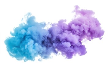 Fototapeta premium Abstract Clouds of Purple and Blue Ink Mixing and Swirling In Pure White Background