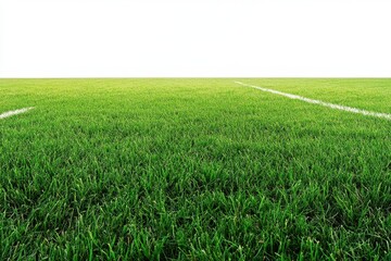 Fototapeta premium Field Sports. Green Grass Sports Field with White Lines and Abstract Background