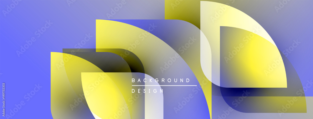Aufkleber abstract geometric shapes overlap. yellow, blue hues create modern background design. smooth gradien
