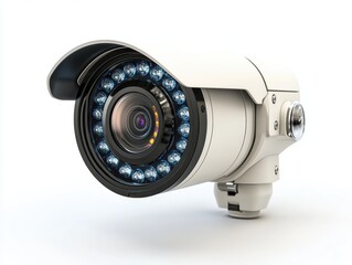 Security camera with night vision capabilities mounted for surveillance in urban area