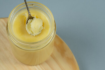 Ghee Butter In A Glass Jar Copy Space for Text