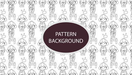 Line art hydrant, fire fighter element doodles. Vector baby illustration in scandinavian simple hand-drawn style. The limited palette is ideal for printing on kids clothes, digital paper. pattern