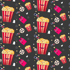 pattern popcorn, popcorn bucket pattern, cartoon popcorn