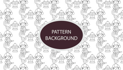Line art hydrant, fire fighter element doodles. Vector baby illustration in scandinavian simple hand-drawn style. The limited palette is ideal for printing on kids clothes, digital paper. pattern