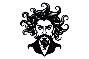 Obraz premium This vector illustration features a gothic, scary, and evil design with the heads of a lion, horse, and wolf, perfect as a tattoo or Halloween art symbolizing death