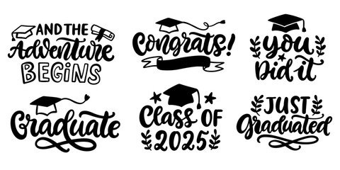University school academy graduate lettering set