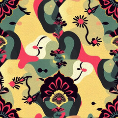Fototapeta premium Oriental pattern. Oil painting. Pattern for printing on wall decorations, covers, leaflets, business cards