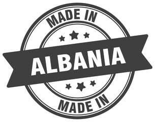 Made in Albania round sign. Made in Albania stamp.
