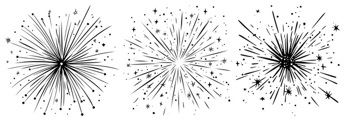 Obraz premium PNG Explosive starburst celebration art, element set on transparent background