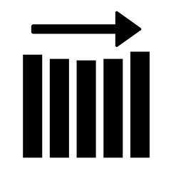横ばいの黒い棒グラフと矢印の背景素材　