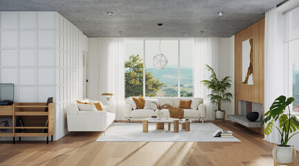 Contemporary interior design of the modern apartment. Modern design solution, 3d rendering
