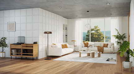 Contemporary interior design of the modern apartment. Modern design solution, 3d rendering
