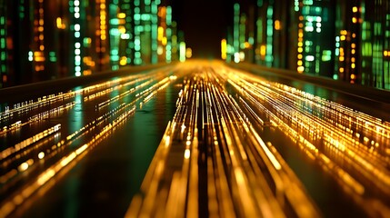 Neon City Highway with Night Lights.