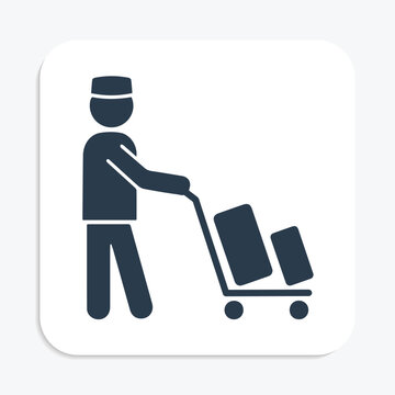 recommend clip art: Bellhop Icon with Luggage Trolley – Hotel Porter Service Flat Glyph Symbol