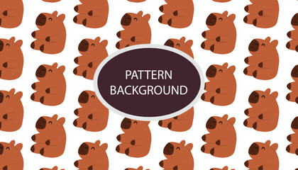 Kawaii capybaras pattern background design. Capybara, capybara cute, happy, vector. Capibara vector illustration for fabric, children's clothing, wrapping paper, children's textiles